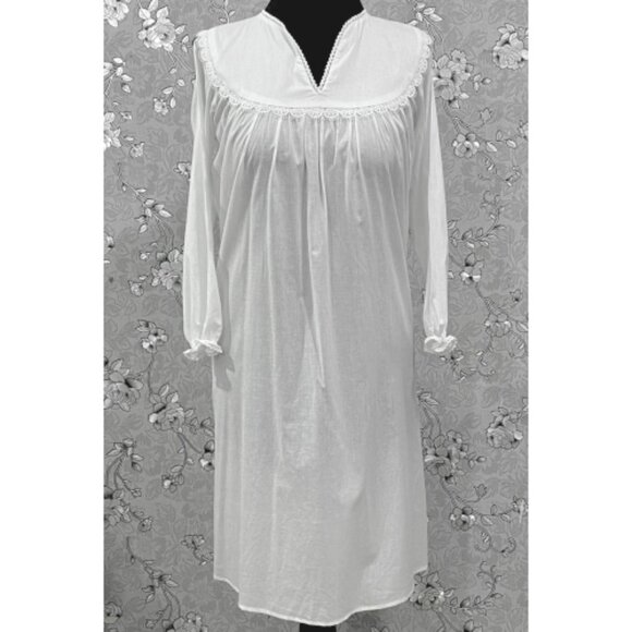 SoieRose 100% Cotton Victorian – Long Sleeve White Vintage Sleepwear SR-1208 - Picture 2 of 9